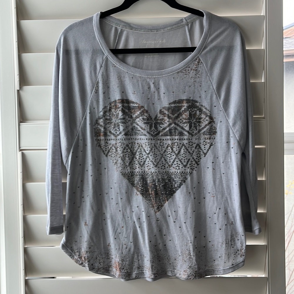 American Eagle sleep shirt, women’s S, lightweight, holiday theme 🎄, gra…